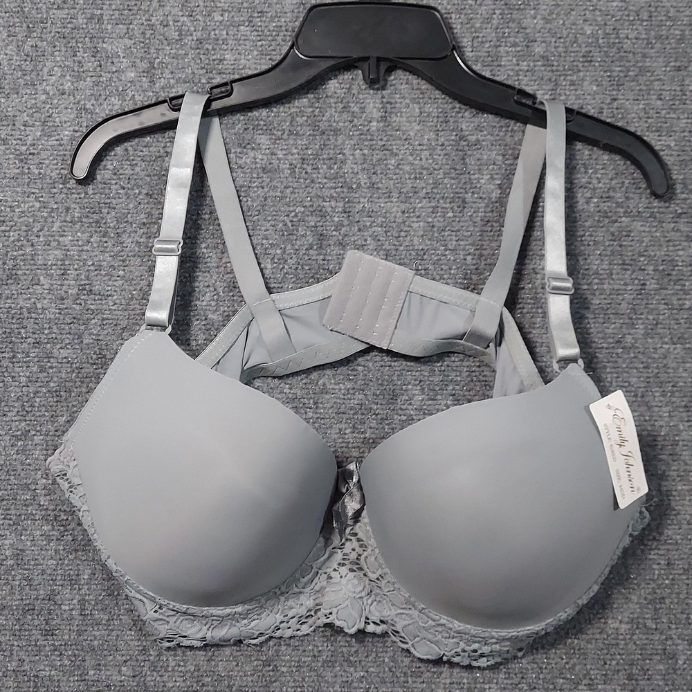 Emily Johnson Bra Womens 44DD Gray Underwire Padded‎ Lace Full Coverage 8248DD